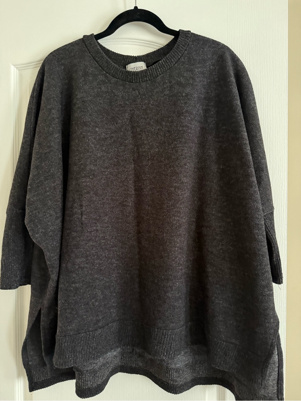Cherish Dark Charcoal Relaxed Crewneck Sweater